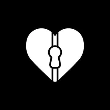 Heart lock vector icon. Black and white love illustration. Outline linear icon Stock Illustration