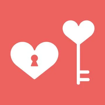 Heart, lock,icon in flat minimalistic style Stock Illustration