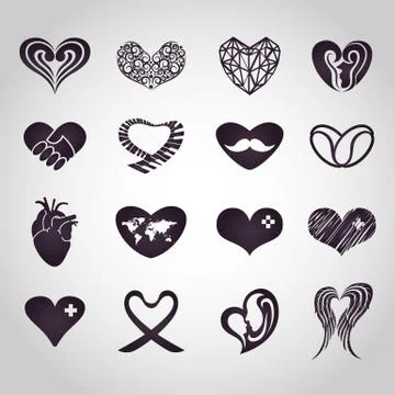 Heart logo design icon vector set Stock Illustration