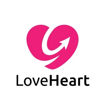 Heart Logo With Hidden Arrow Element Stock Illustration
