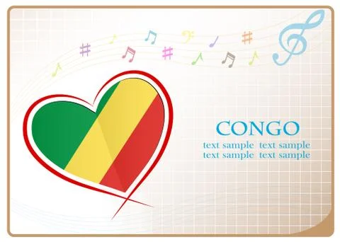 Heart logo made from the flag of Congo Stock Illustration
