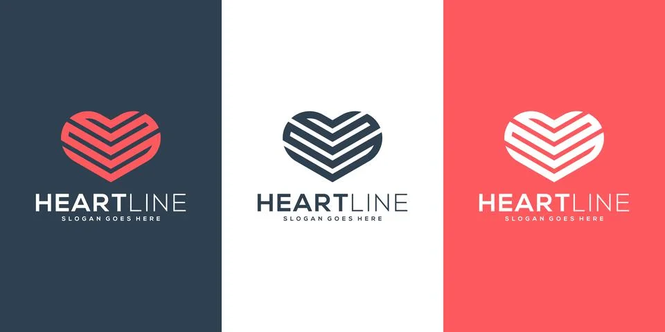 Heart logo vector design line Stock Illustration