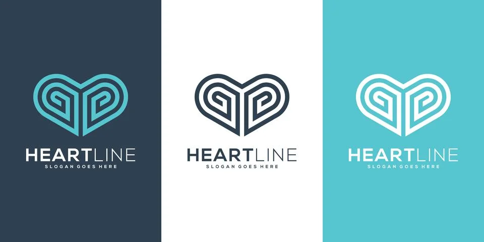 Heart logo vector design line Stock Illustration