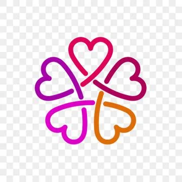 Heart logo vector icon. Isolated modern abstract line red pink heart flower s Stock Illustration