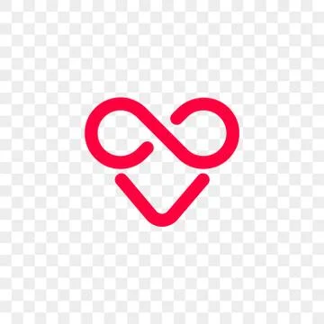 Heart logo vector infinity loop icon. Isolated modern heart symbol for cardio Stock Illustration