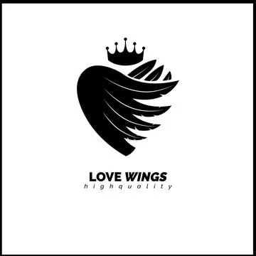 Heart logo with wings inside. Safety vector logo. Care logotype. Stock Illustration