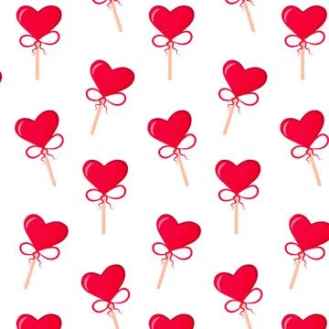 Heart lollipops seamless pattern. Stock Illustration