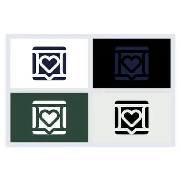 Heart Love Chat Bubble Notification Icon Set Иллюстрация