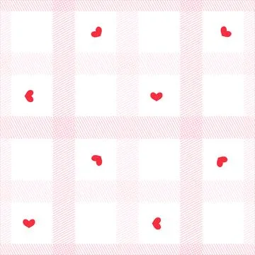 Heart Love Checkered Grid Background Vector Seamless Pattern For Valentines Day Illustrazione stock