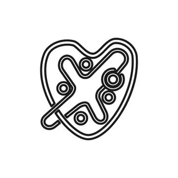 Heart love Commitment Teamwork Together Outline Logo Stock Illustration