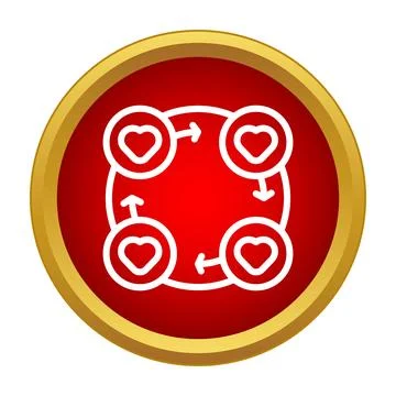 Heart love connection cycle within a red circle icon Illustrazione stock
