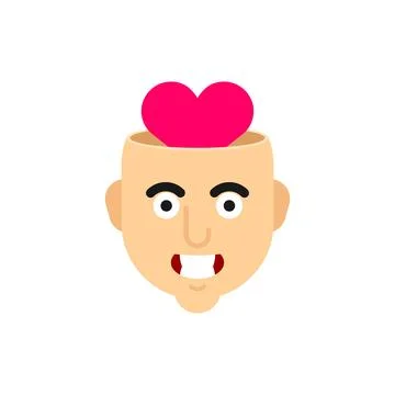 Heart love inside head. Concept of inner world of a person determines his t.. Stock Illustration