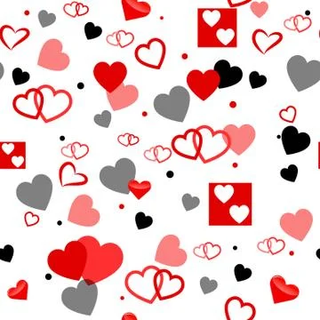 Heart Love Seamless Pattern Background. Vector romantic hearts seamless carto Stock Illustration