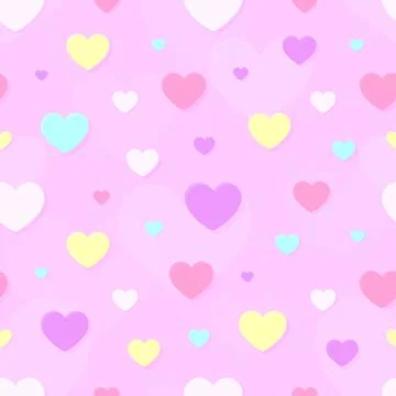 Heart love seamless pattern background pink flat Stock Illustration