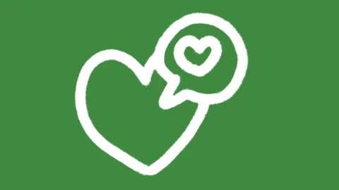 Heart with love speech bubble hand-drawn cartoon graphic with chalk outline icon Stock Footage 337113643