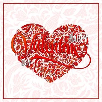 Heart of love. Vector flower pattern. Postcard heart. Great for Valentine's Day Illustrazione stock