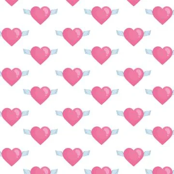 Heart love with wings flying pattern Illustrazione stock