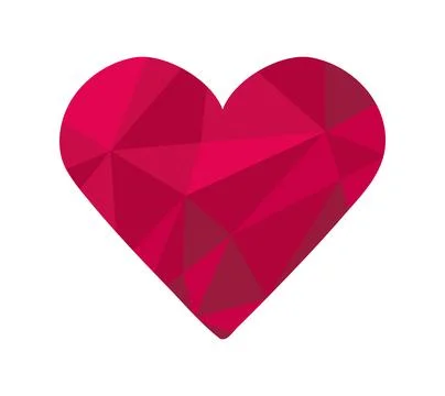 Heart in Low Poly style. Diamond in the form of a symbol of love. Red gem. Cupid Stock Illustration