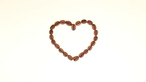 Heart made of coffee beans. Stop motion. Stock Footage 137275852