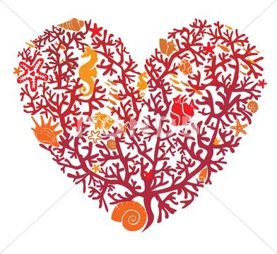 Heart is made of corals, isolated on white background Stock Illustration