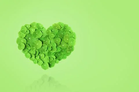 Heart is made of green leaf Stock Photos