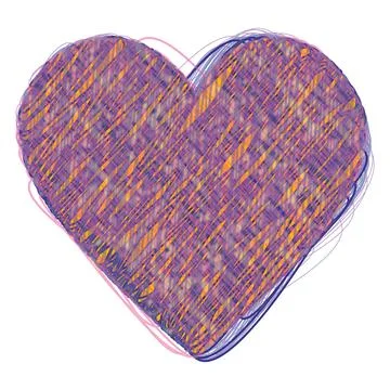 Heart like made of knitting threads or multicolor pencil stroke Minimalistic Illustrazione stock