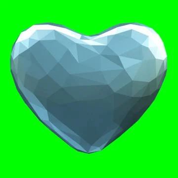 Heart made in low poly style isolated on green background. 3d Stock-Illustration