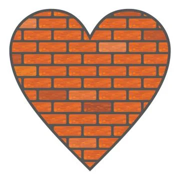 Heart made of orange bricks, vector illustration Stock Illustration