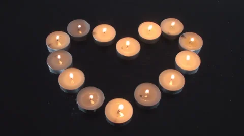 Heart Made Out Of Small Lit Candles High Angle-Shot Stock Footage 34470050