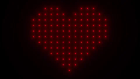 Heart made of red light bulbs on black background. Stock Footage 242232963