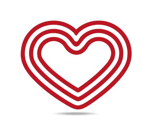 A heart made of three parallel red lines. Love valentine Stock Illustration