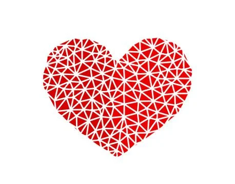 Heart made of triangles. Low poly vector illustration. Illustrazione stock