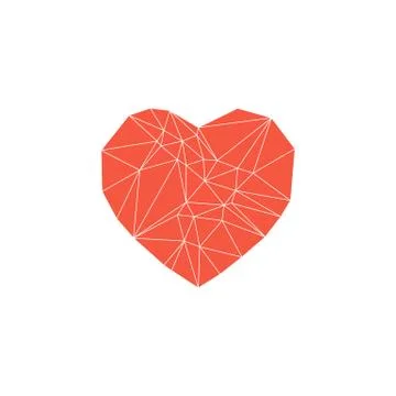 Heart made from triangles vector icon Stock Illustration