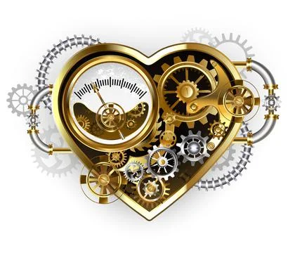 Heart with a manometer on white background Stock Illustration