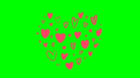 Heart, many hearts . Animated pattern. Background of hearts, canvas, clipart of Stock Footage 147351709