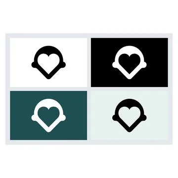 Heart Map Pin Location Logo Icon Set Stock Illustration