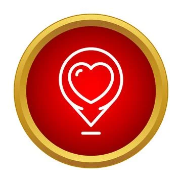 Heart map pin showing location of love Stock Illustration