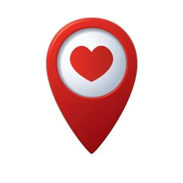 Heart on map pointer red Stock Illustration