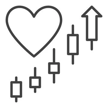 Heart with Market Chart Patterns vector Economic Insights colored icon or s.. Illustrazione stock
