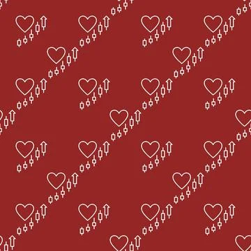 Heart with Market Chart Patterns vector Economic Insights colored seamless .. Illustrazione stock