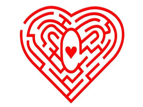 Heart maze, computer artwork Stock Illustration
