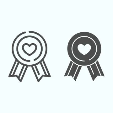 Heart Medal line and solid icon. Charity order with ribbon vector illustration Illustrazione stock