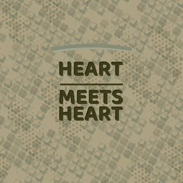 HEART MEETS HEART typographic composition with woven mesh diagonal dotted block Stock Illustration