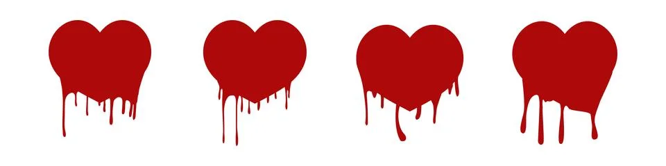 Heart melt red drip vector shape. Stock Illustration