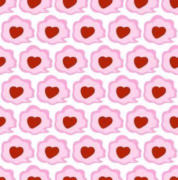 Heart message cloud. Valentine's day, feb 14, festive seamless pattern. Vecto Illustrazione stock
