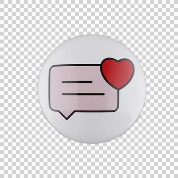 Heart Message Icon in Circle Bubble 3D Render Illustrazione stock