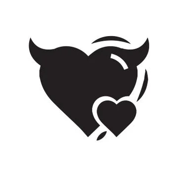 Heart Mini of Devil love black color Stock Illustration