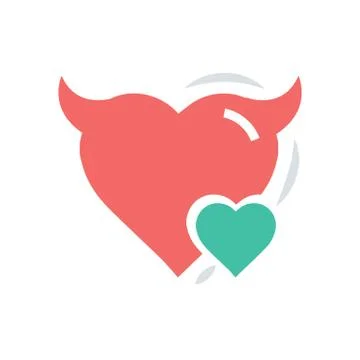 Heart Mini of Devil love red and green color Stock Illustration