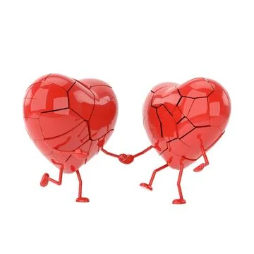 Heart model with broken heart. 3D rendering. Stock Illustration
