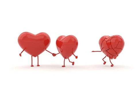 Heart model with heartbroken concepts. 3D rendering. Stock Illustration